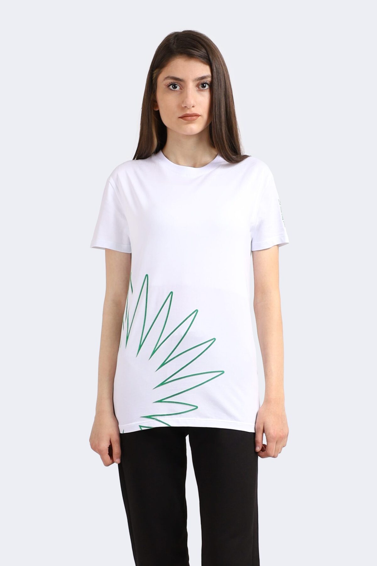 Leaf Printed Cotton T-shirt - Image 1