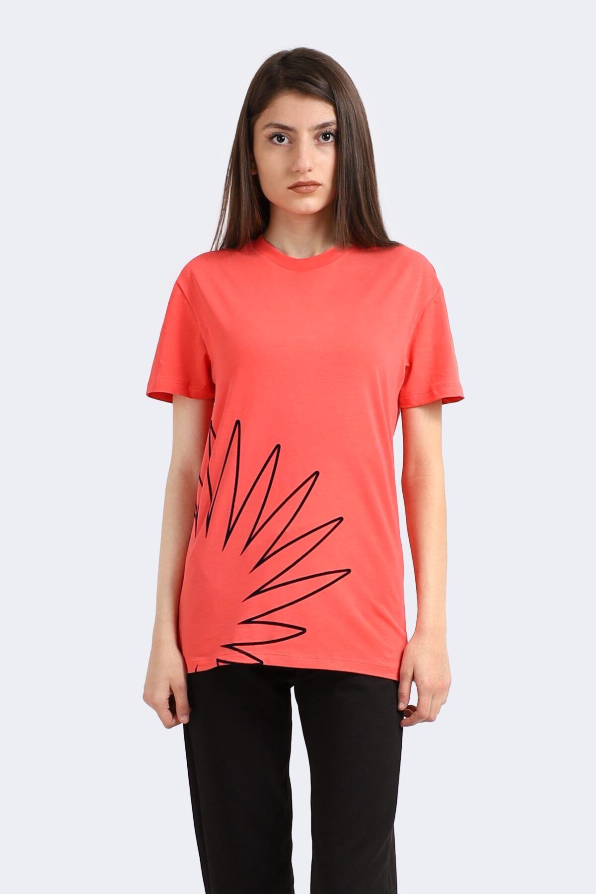 Leaf Printed Cotton T-shirt - Image 1