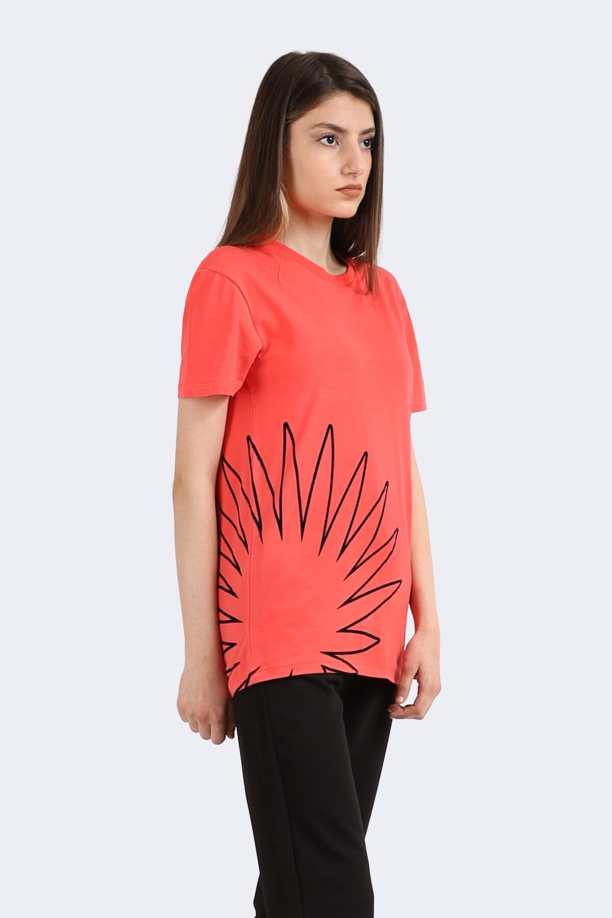 Leaf Printed Cotton T-shirt - Image 2