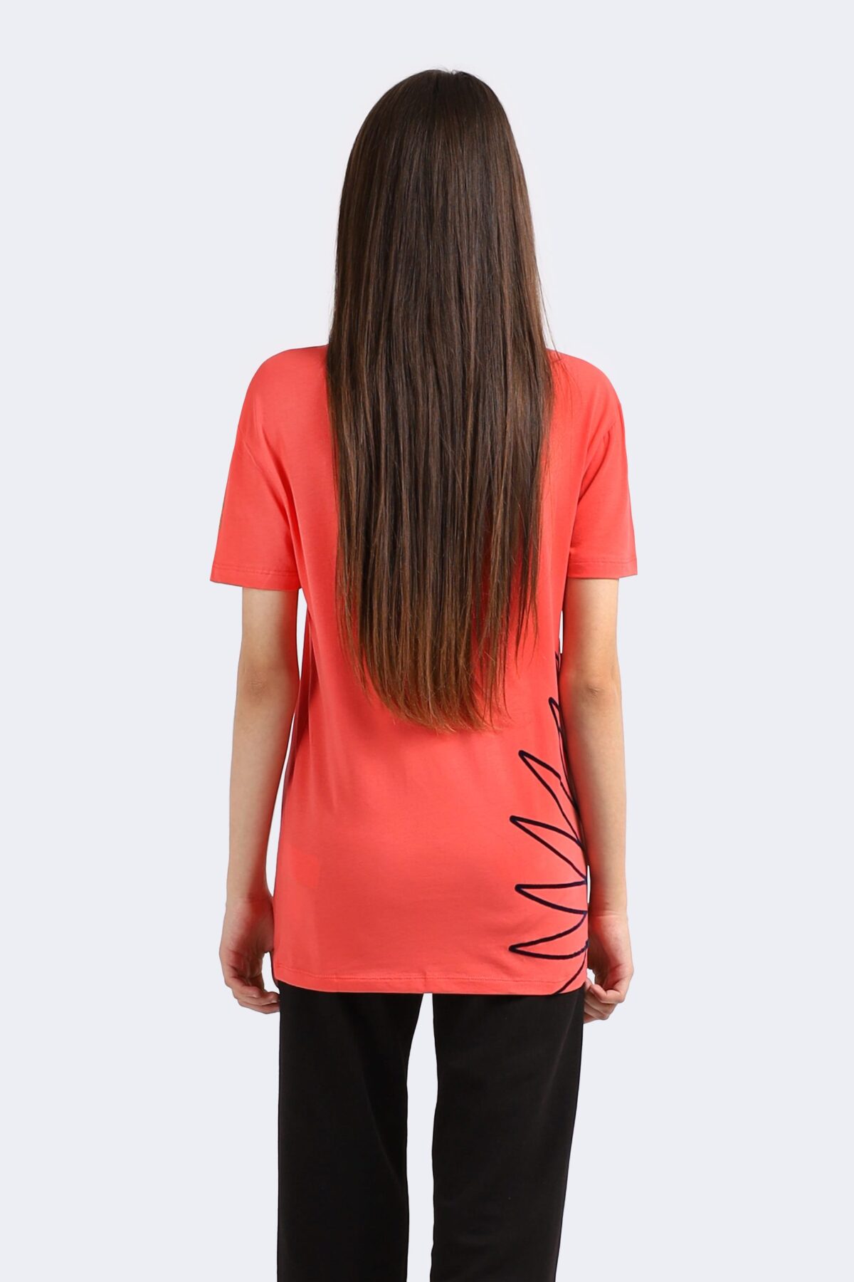 Leaf Printed Cotton T-shirt - Image 3