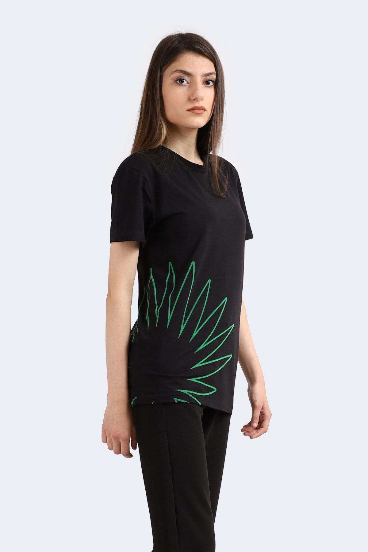 Leaf Printed Cotton T-shirt - Image 2
