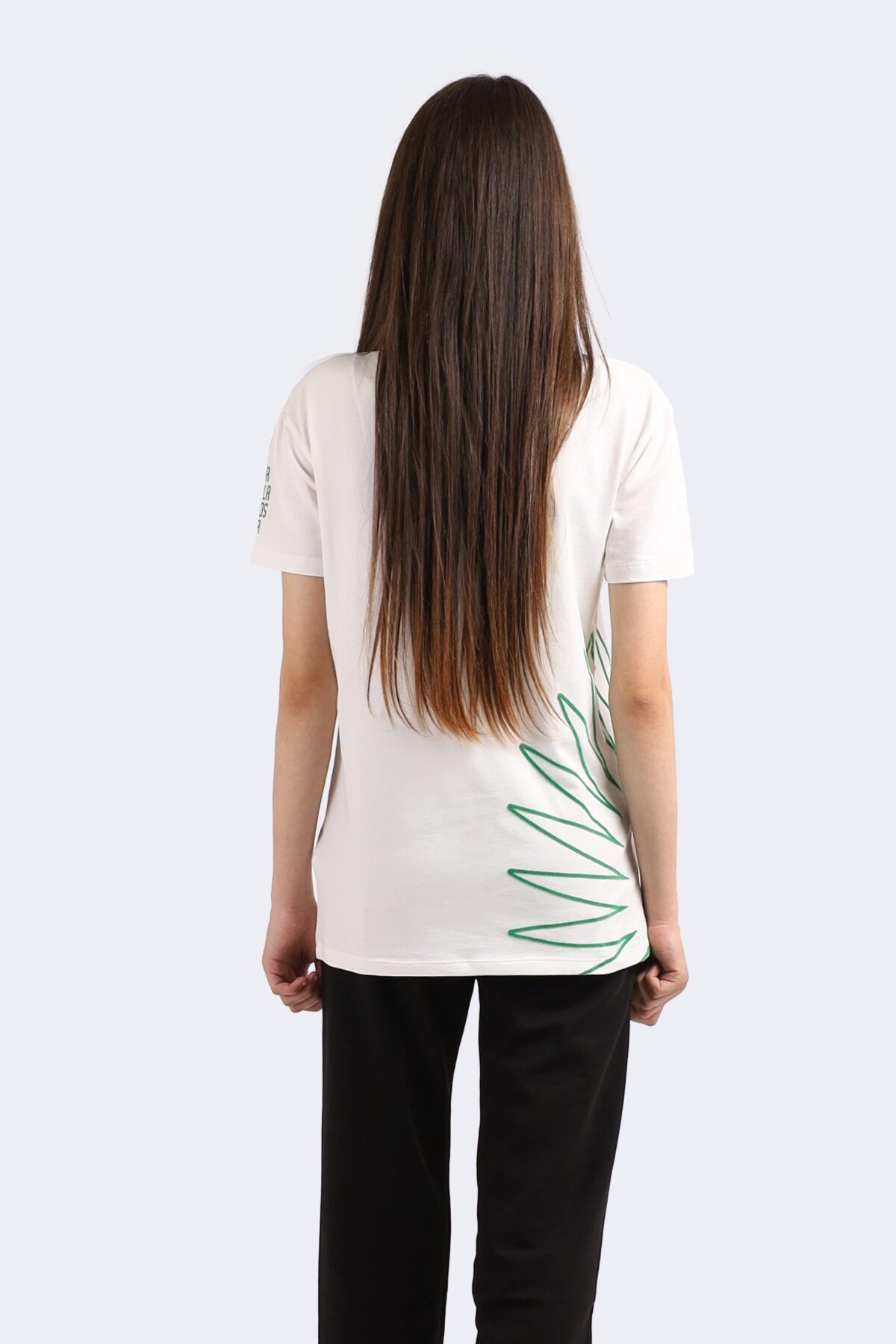 Leaf Printed Cotton T-shirt - Image 3