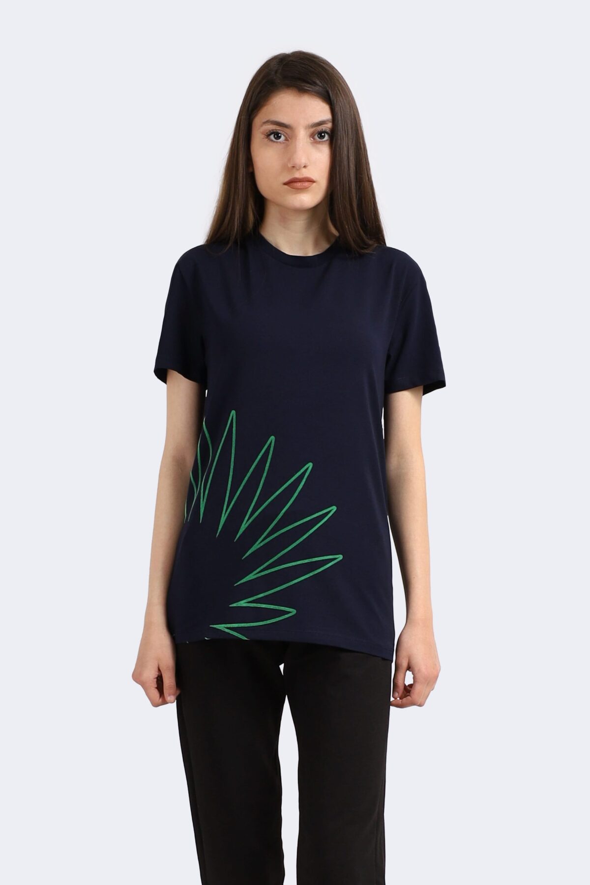 Leaf Printed Cotton T-shirt - Image 1