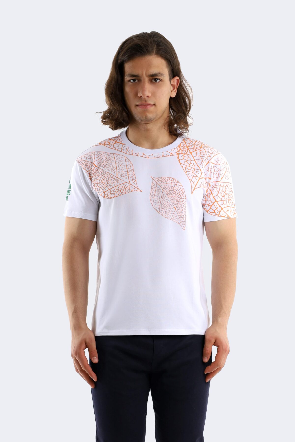 Leaf printed cotton t-shirt - Image 1