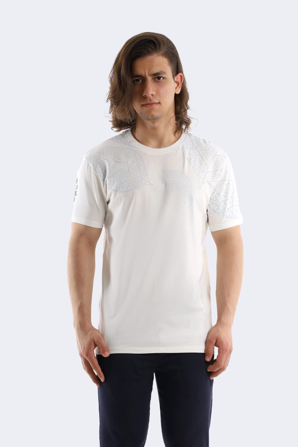 Leaf printed cotton t-shirt - Image 1