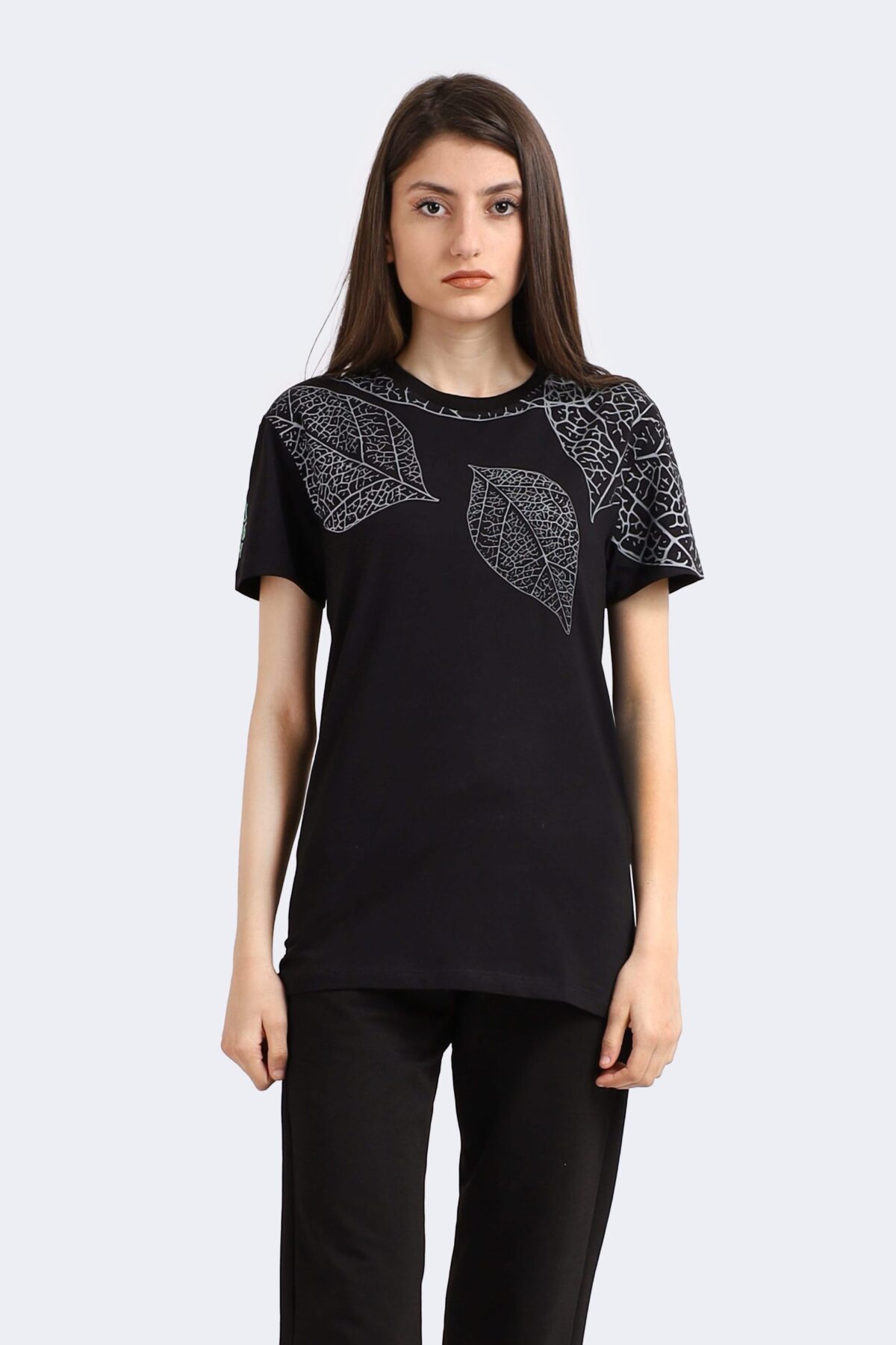 Leaf Patterned Women T-Shirt - Image 1