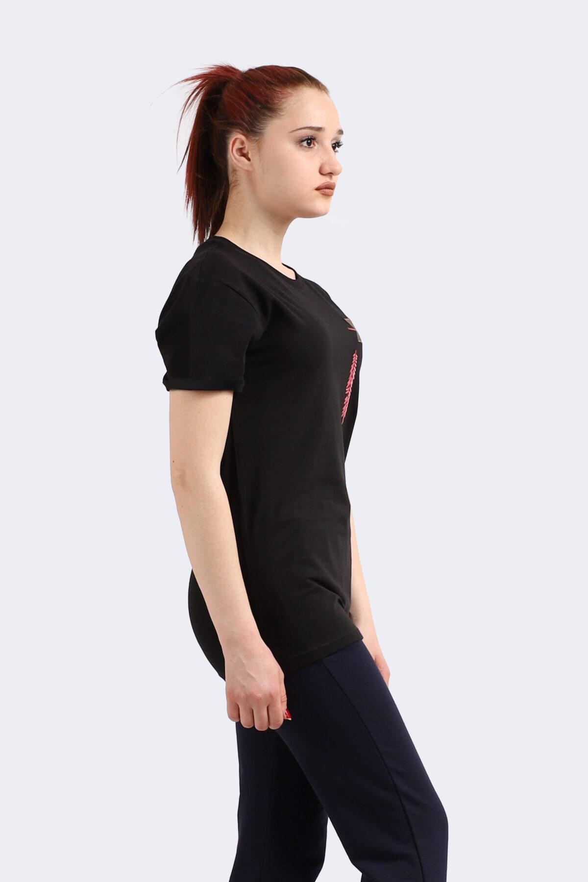 Embroidered Leaf Pattern Women's T-Shirt - Image 2