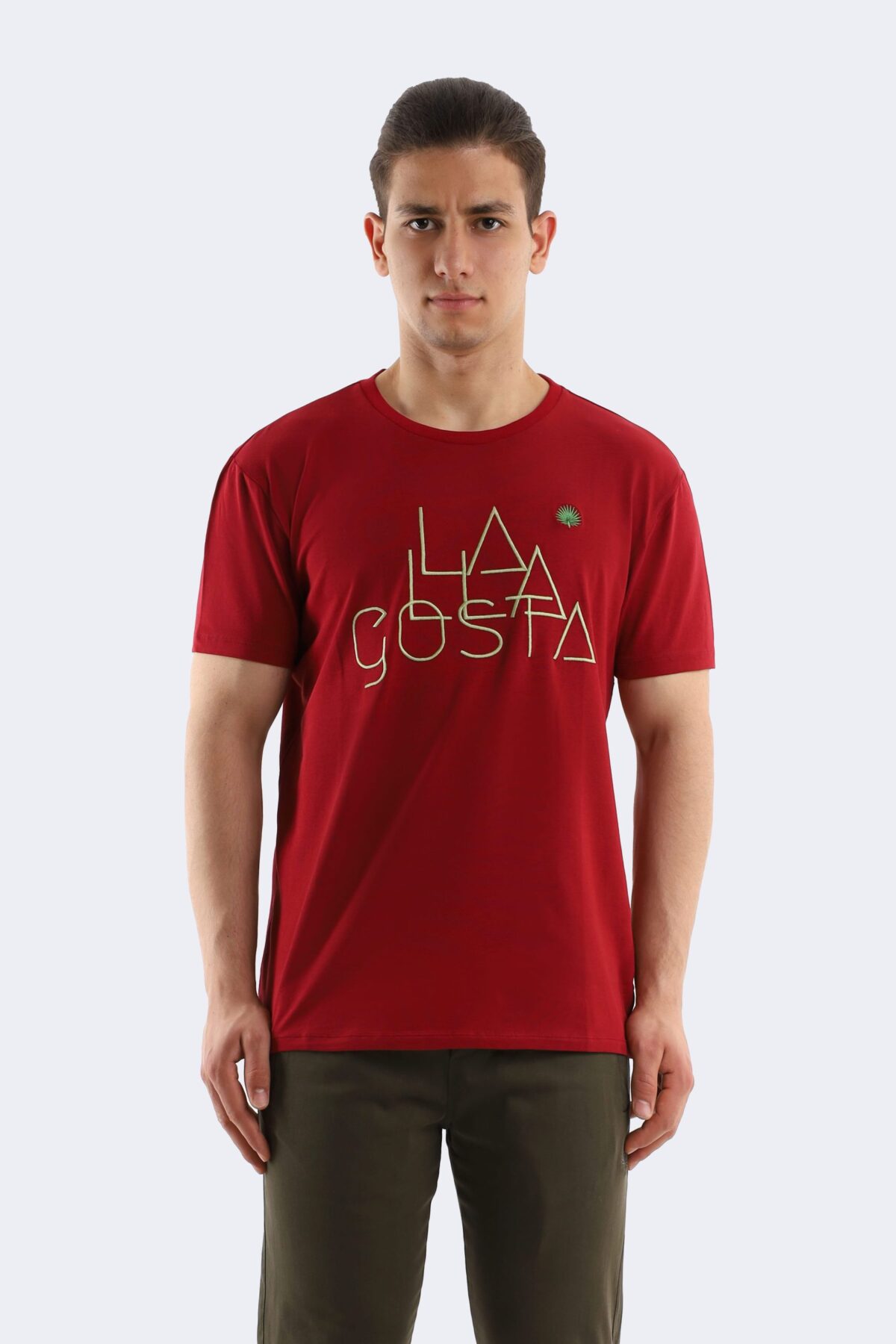 Embroidery printed cotton t-shirt - Image 1