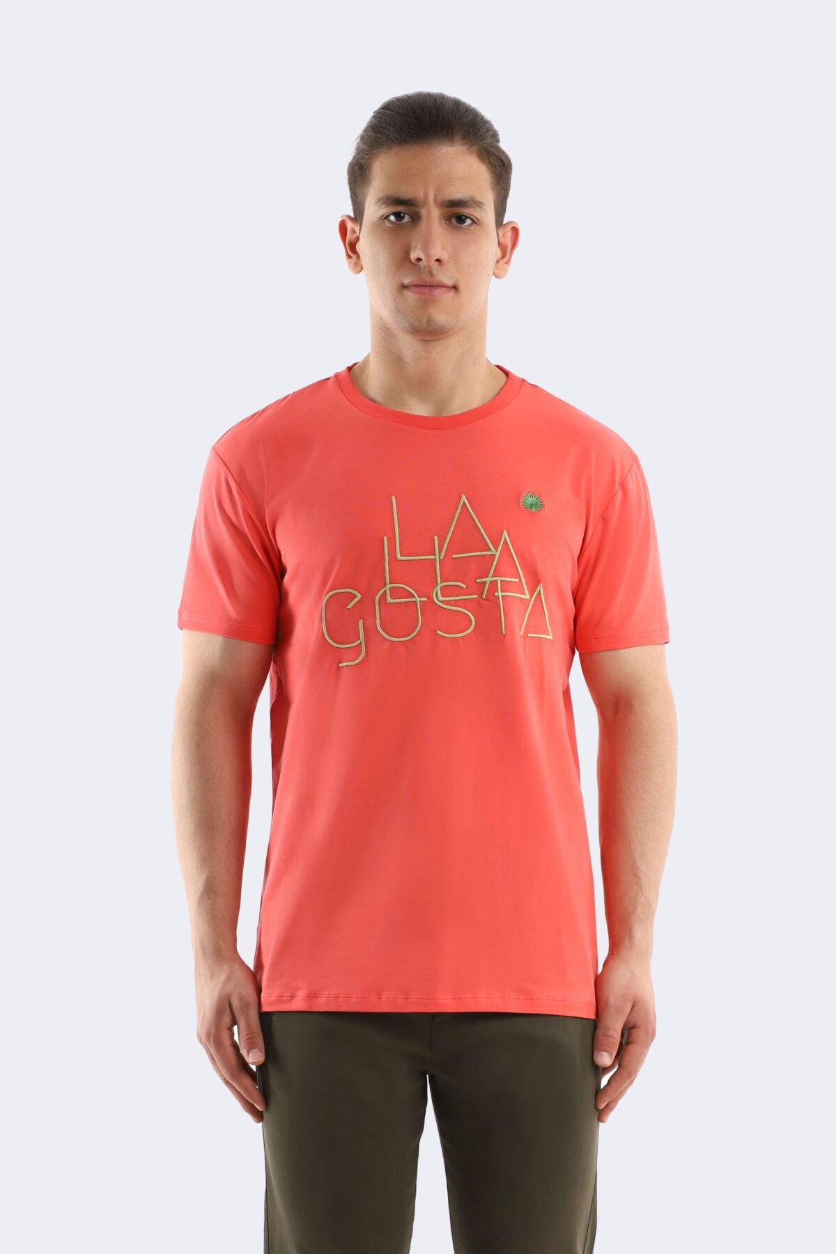 Embroidery printed cotton t-shirt - Image 1