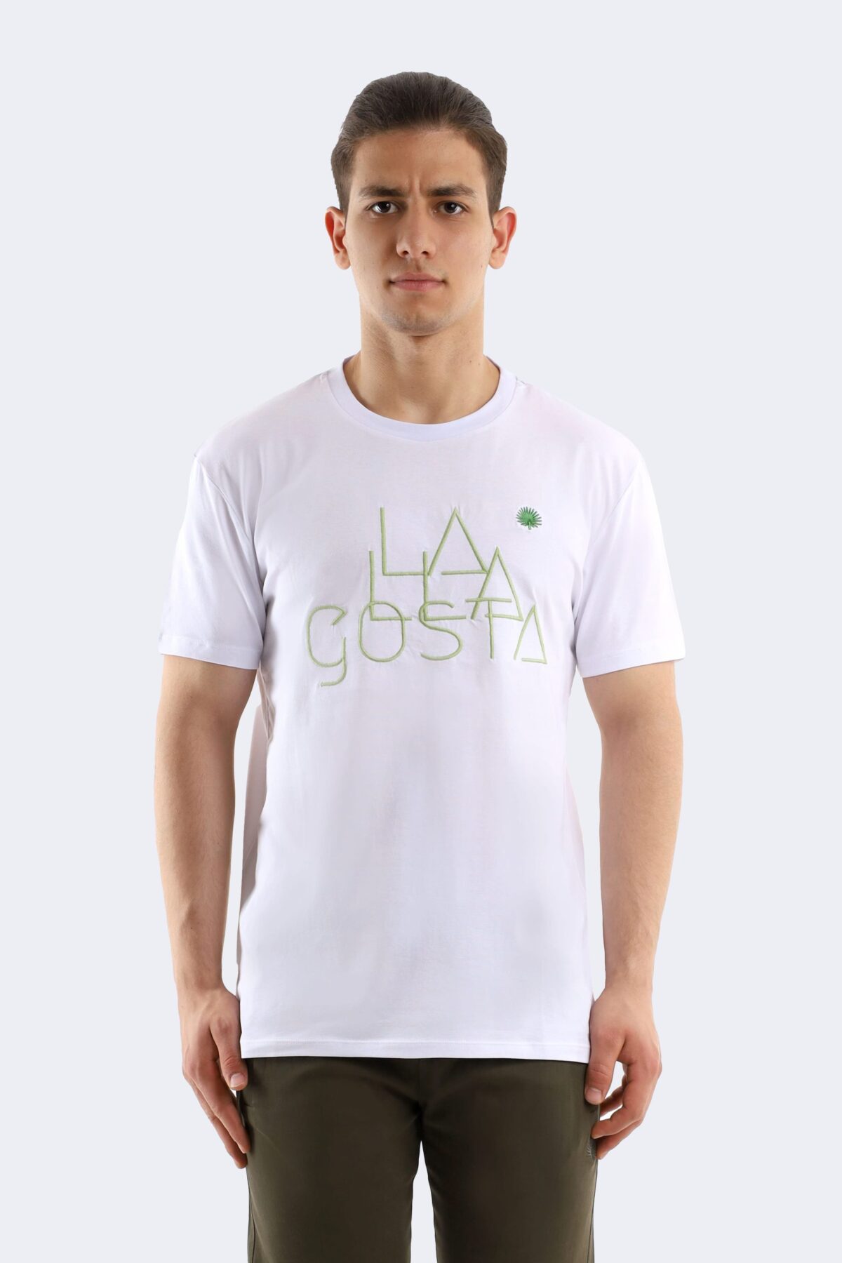 Embroidery printed cotton t-shirt - Image 1