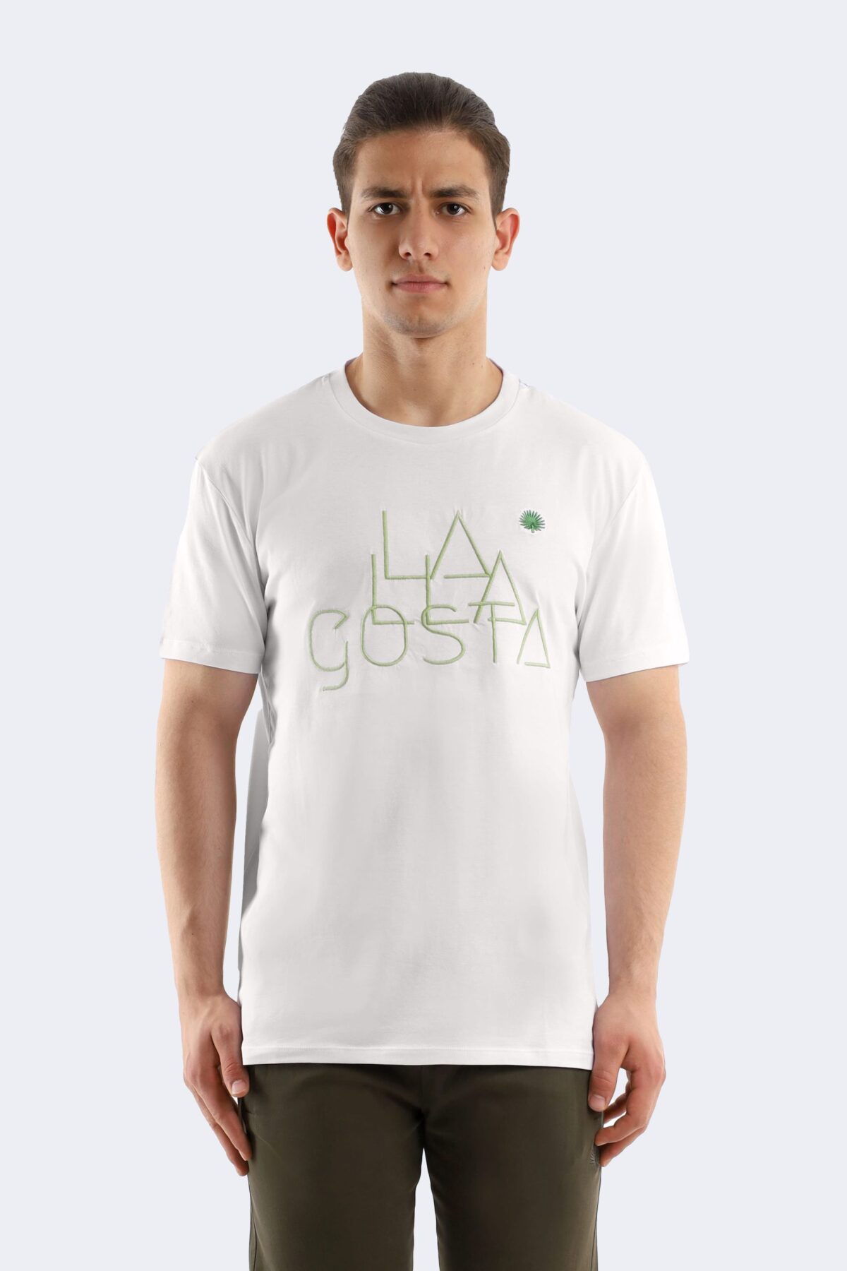 Embroidery printed cotton t-shirt - Image 1