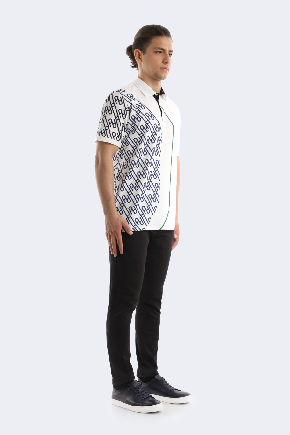 Pattern printed cotton polo shirt - Image 2