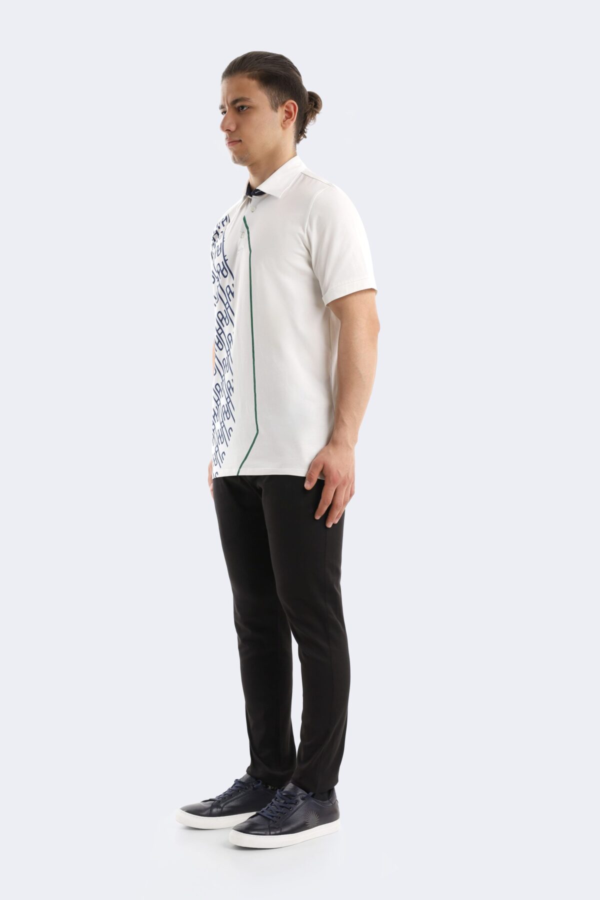 Pattern printed cotton polo shirt - Image 3