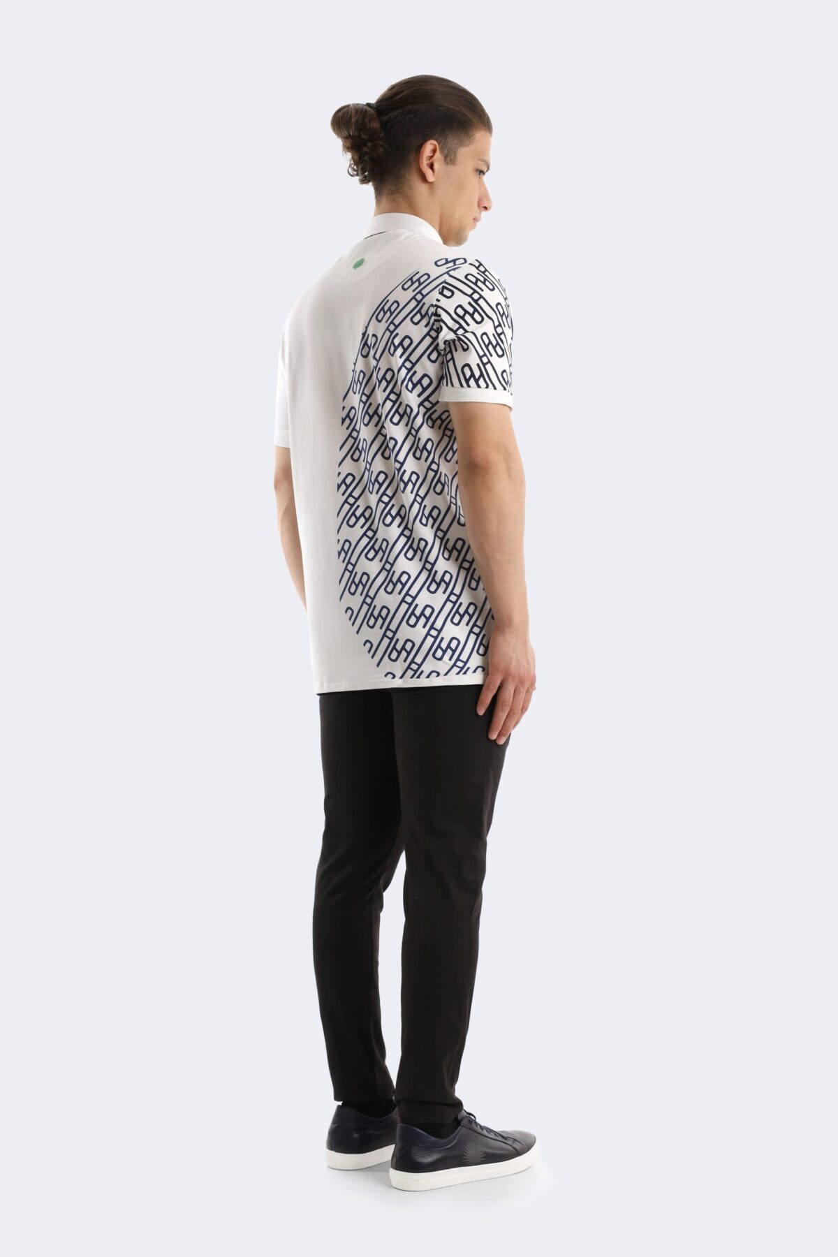 Pattern printed cotton polo shirt - Image 4
