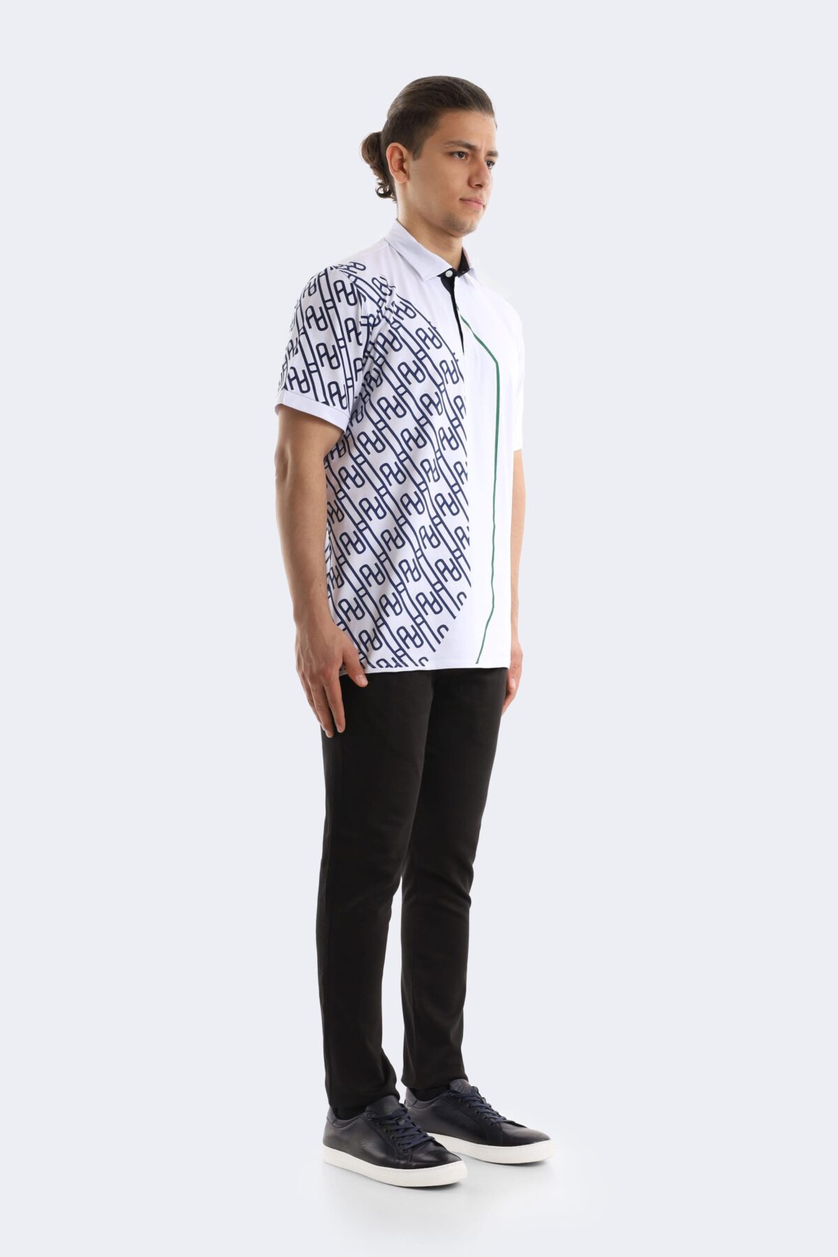 Pattern printed cotton polo shirt - Image 2