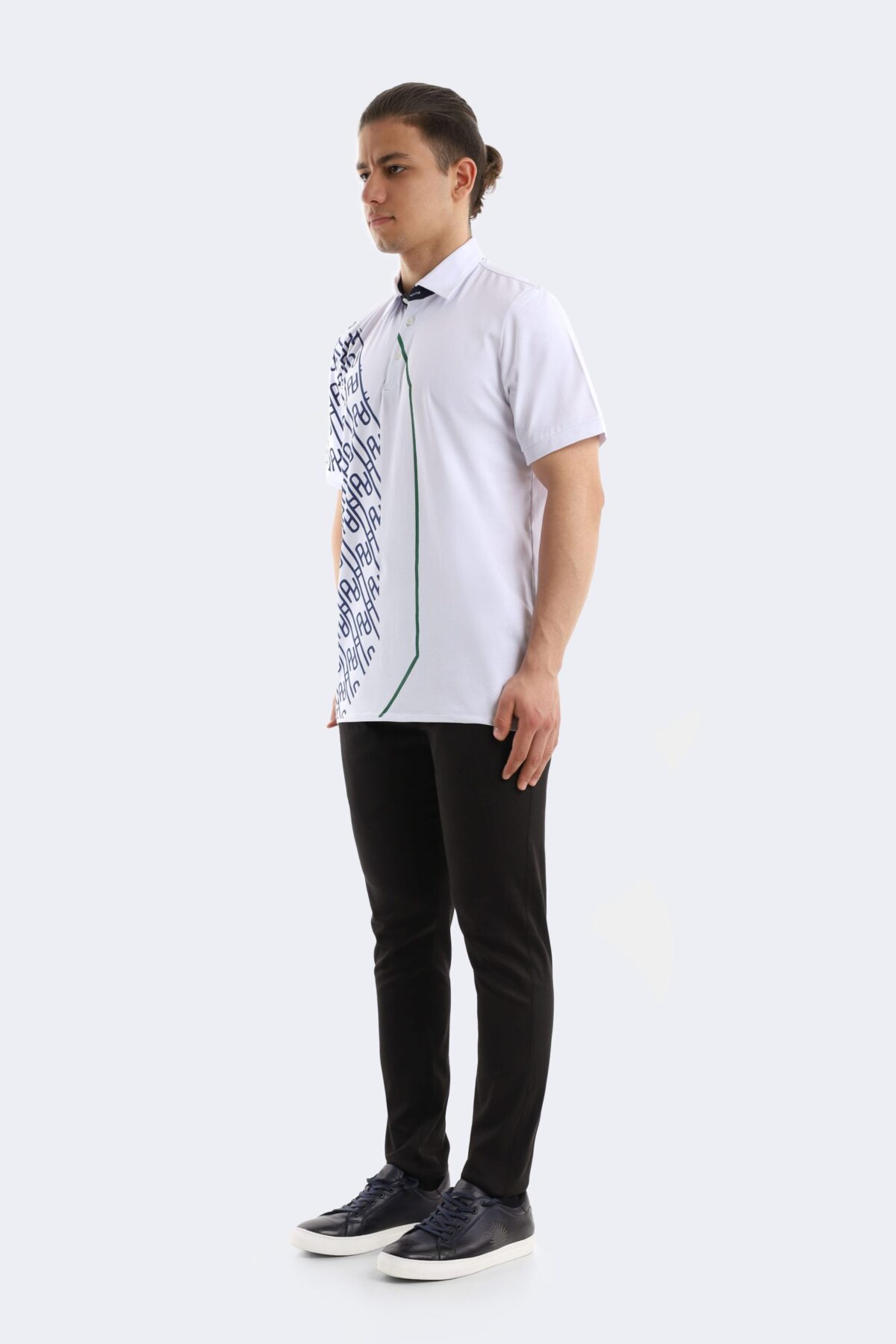 Pattern printed cotton polo shirt - Image 3