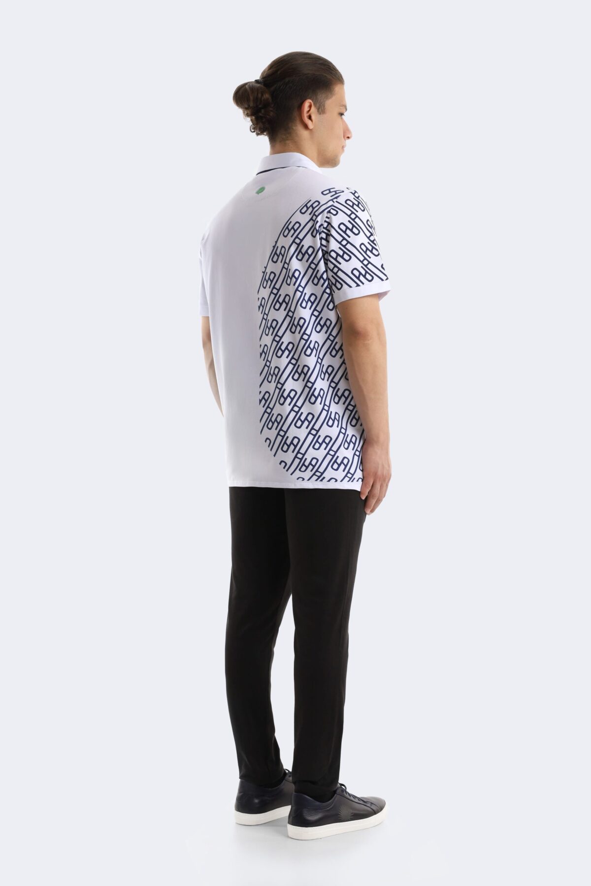 Pattern printed cotton polo shirt - Image 4