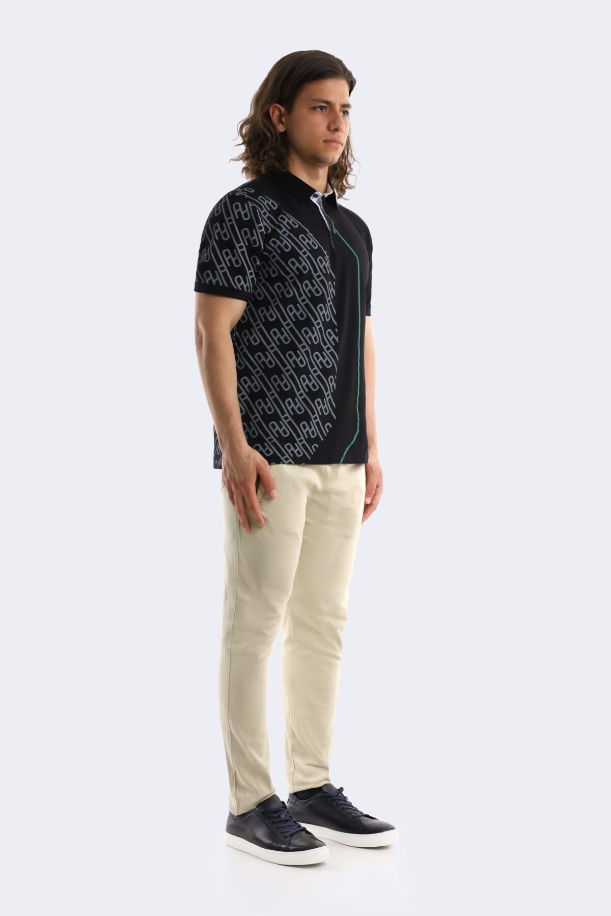 Pattern printed cotton polo shirt - Image 2