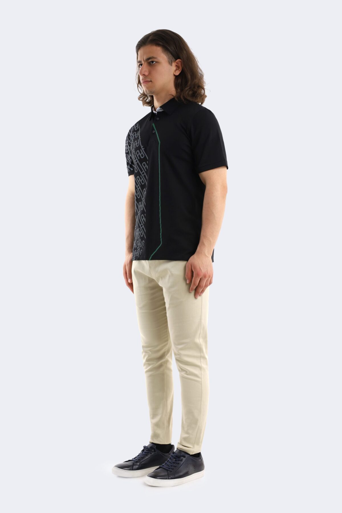 Pattern printed cotton polo shirt - Image 3