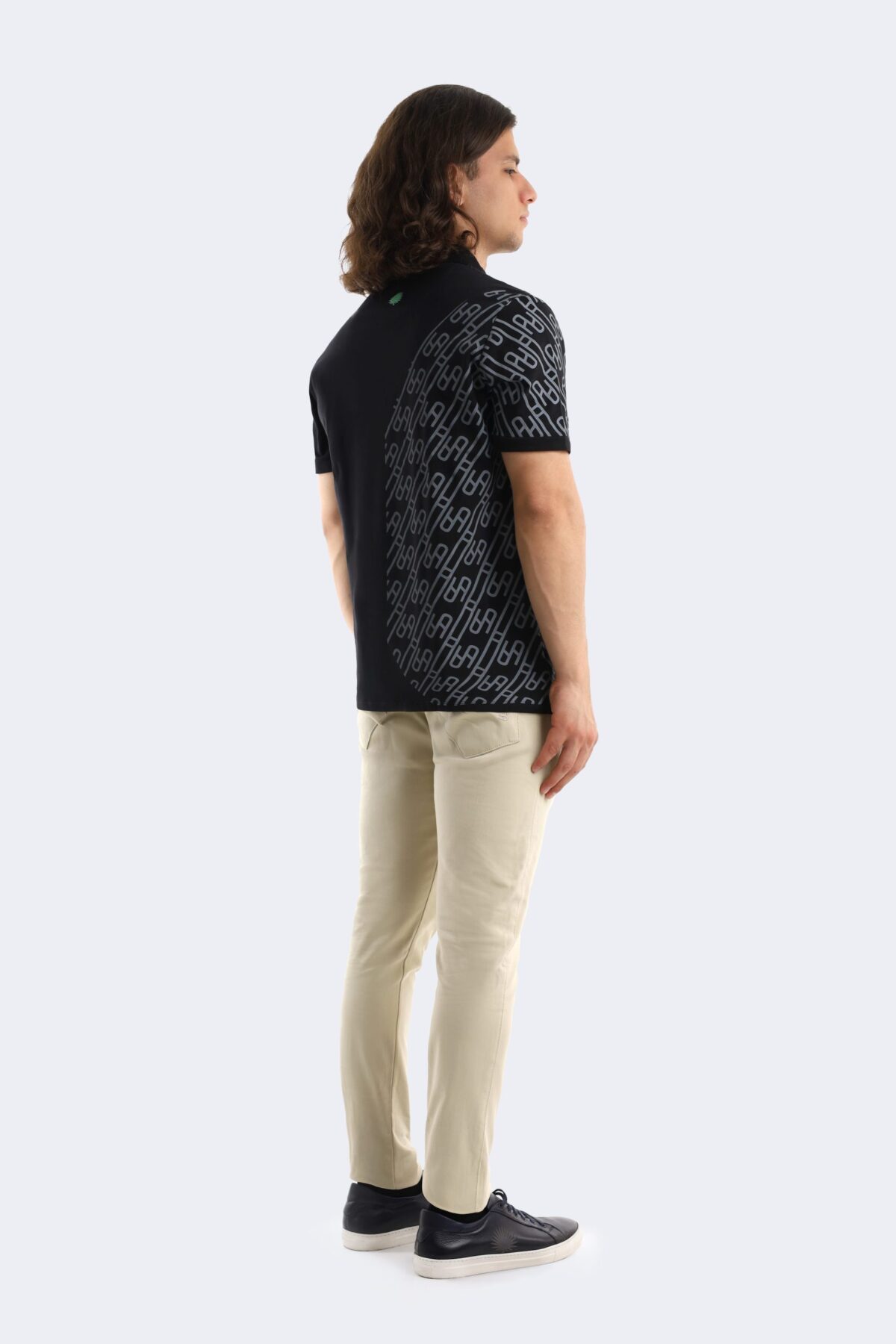 Pattern printed cotton polo shirt - Image 4