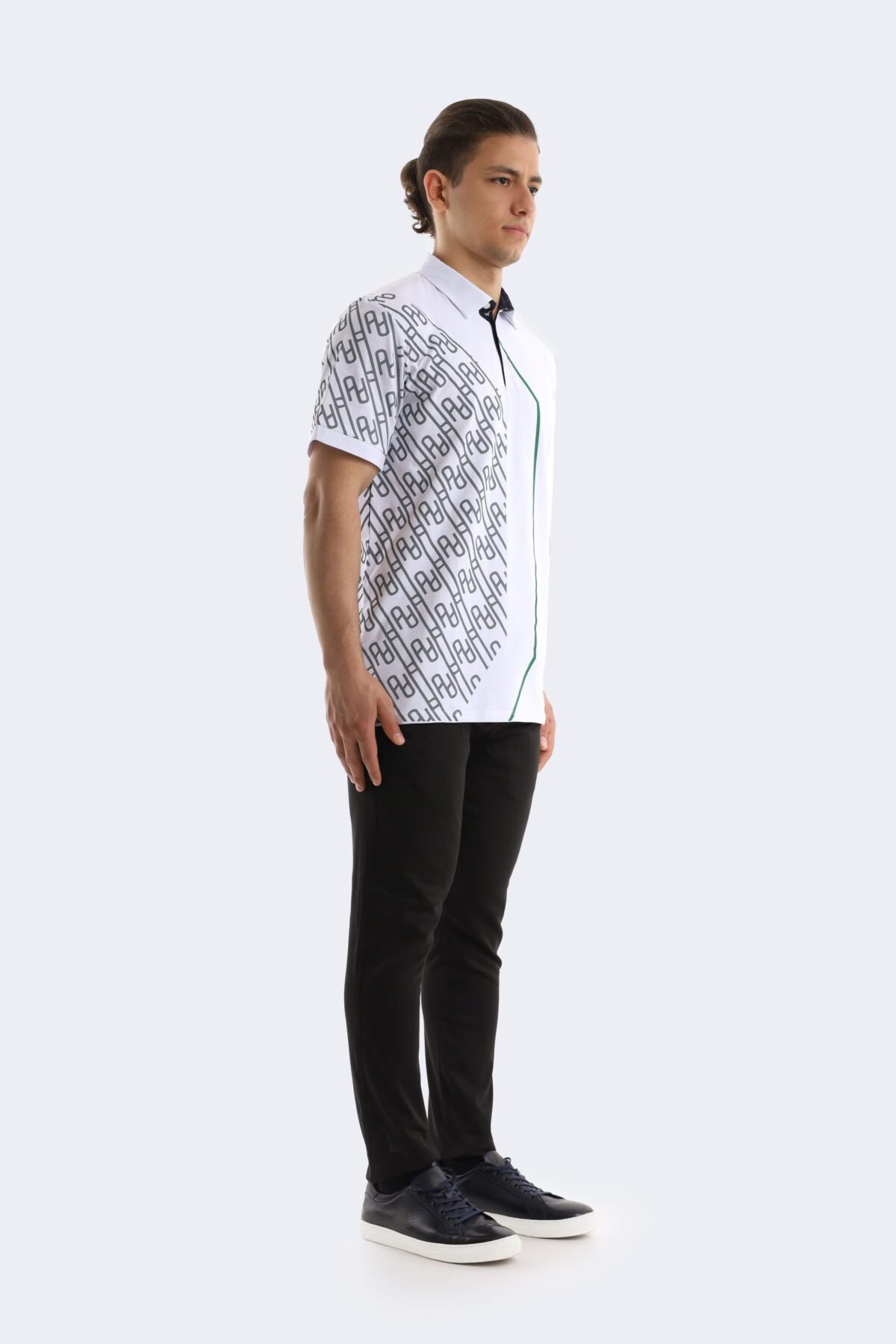 Pattern printed cotton polo shirt - Image 2