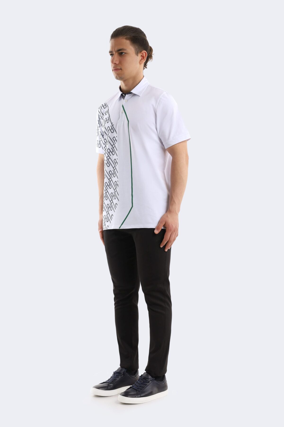 Pattern printed cotton polo shirt - Image 3