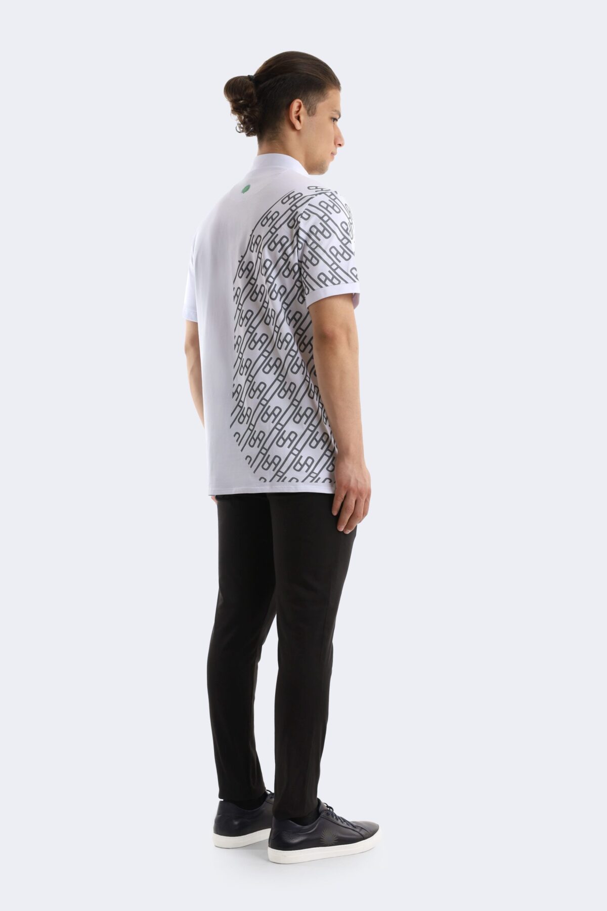 Pattern printed cotton polo shirt - Image 4